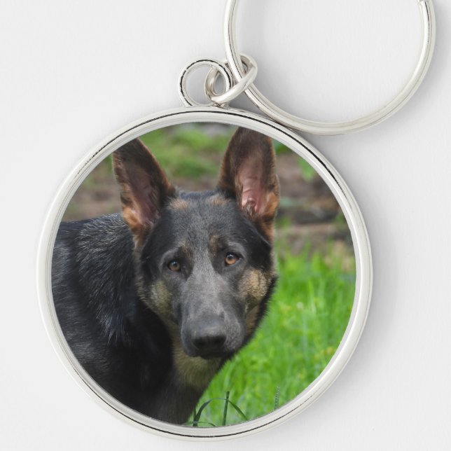 Blue German Shepherd Dog Key Ring (Front)