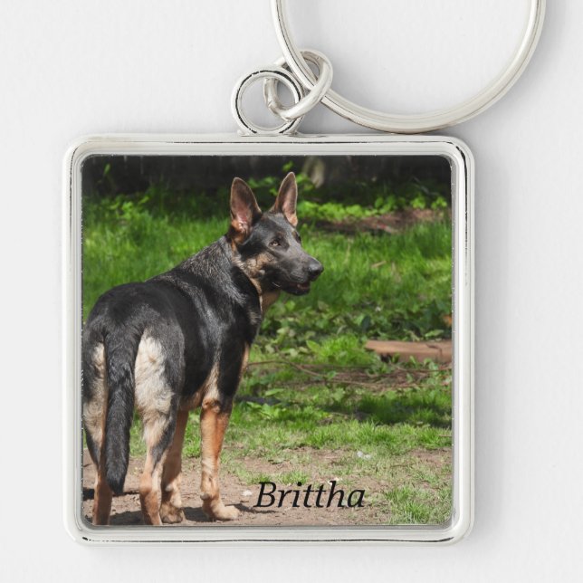 Blue German Shepherd Key Ring (Front)