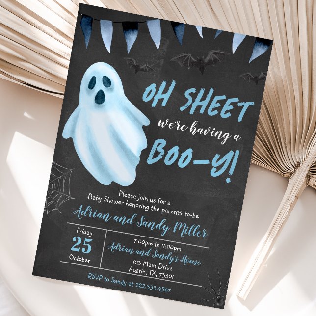 Blue Ghost Halloween Baby Shower Invitation (Creator Uploaded)