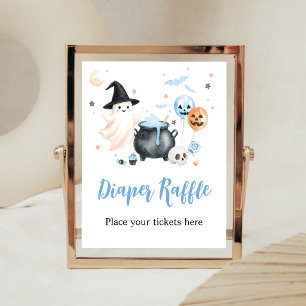 Blue Ghost Little Boo Diaper Raffle Sign