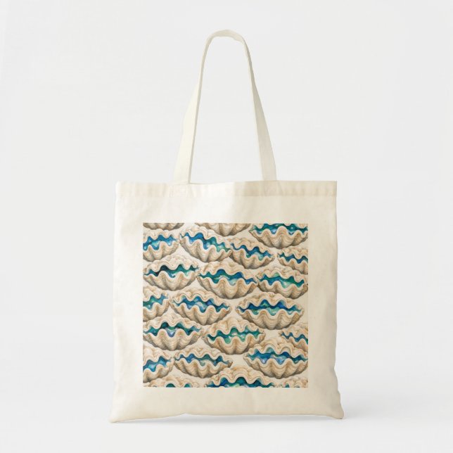Blue Giant Clam Shell Pattern Tote Bag (Front)