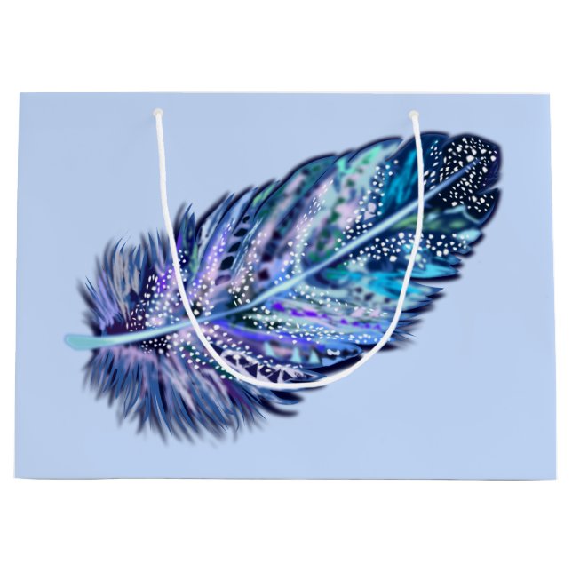 Blue Gift Bag with Feather - Customisable (Front)
