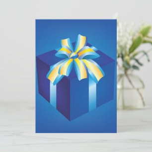 Blue Gift Box with Yellow and Aqua Ribbon  Invitation