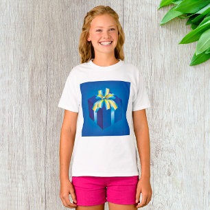 Blue Gift Box with Yellow and Aqua Ribbon T-Shirt