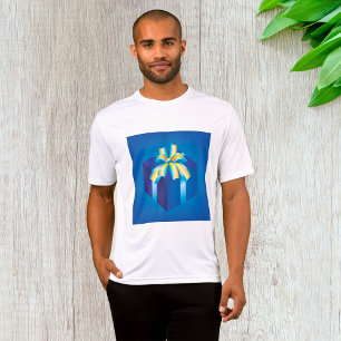 Blue Gift Box with Yellow and Aqua Ribbon T-Shirt