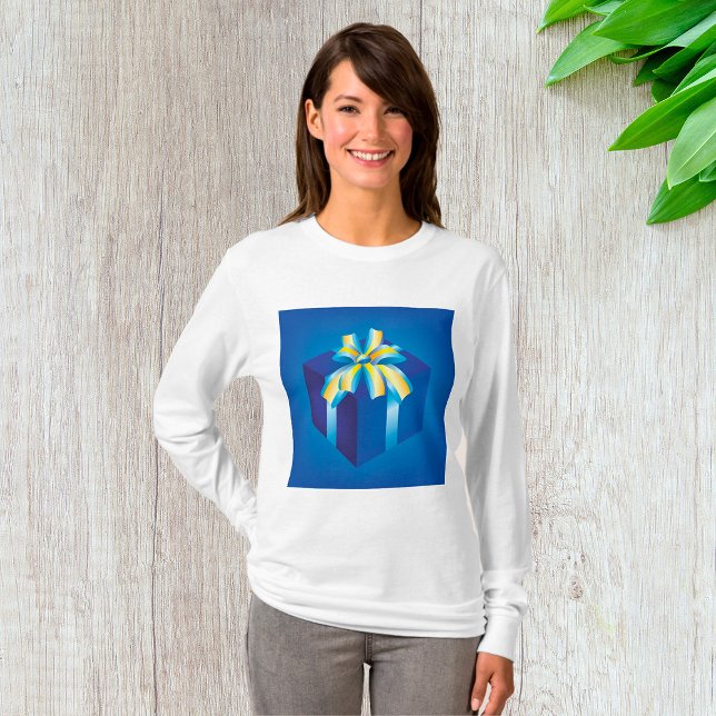 Blue Gift Box with Yellow and Aqua Ribbon  T-Shirt (Creator Uploaded)