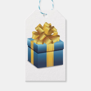 Blue Gift With Gold Ribbon Tags