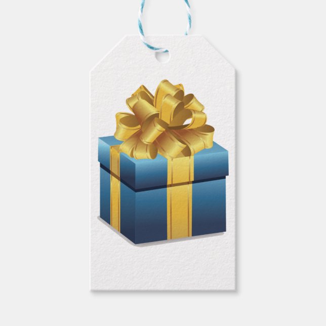 Blue Gift With Gold Ribbon Tags (Front)