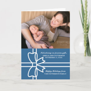 Blue Gifted Holiday Photo Greeting Card