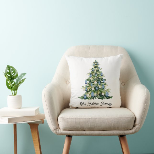 Blue Ginger Jar Christmas Tree    Cushion (Chair)