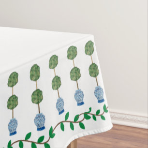 Blue Ginger Jars Jar Topiary Vine  Tablecloth