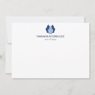 Blue Ginger Jars Pottery Elegant Flat Notecard