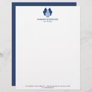 Blue Ginger Jars Pottery Elegant Logo Designer Custom Letterhead