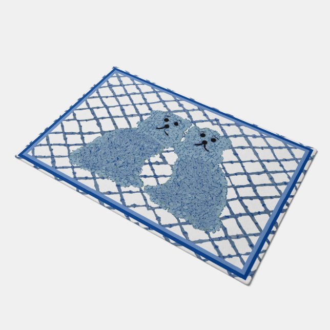 Blue Ginger Jars Staffordshire Dogs  Doormat (Angled)