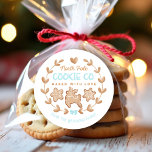 Blue Gingerbread Christmas Cookies Exchange Classic Round Sticker<br><div class="desc">Cute Gingerbread Christmas Cookies Exchange blue Round Sticker. Easily personalise this sticker with your own text. Matching items as aprons and more colours are available in my store - Kate Eden Art.</div>