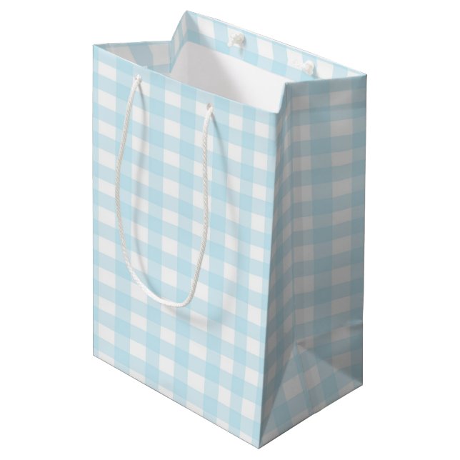Blue Gingham 1 Medium Gift Bag (Front Angled)