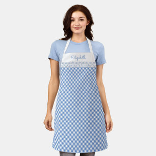 Blue Gingham All-Over Print Apron