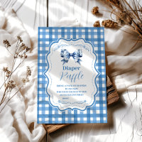 Blue Gingham and Bow Raffle Diapper Enclos