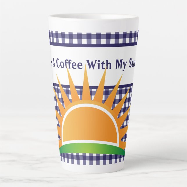 Blue Gingham And Sunshine  Latte Mug (Front)