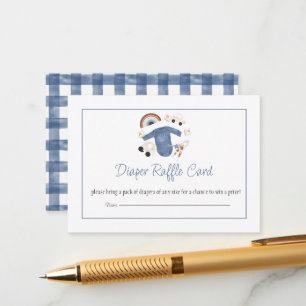 Blue Gingham and Toys Baby Boy Diaper Raffle Card