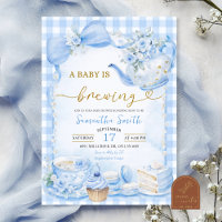 Blue Gingham Baby is Brewing Baby Shower