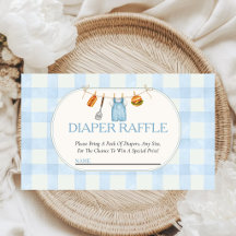 Blue Gingham Baby-Q Baby Shower Diaper Raffle