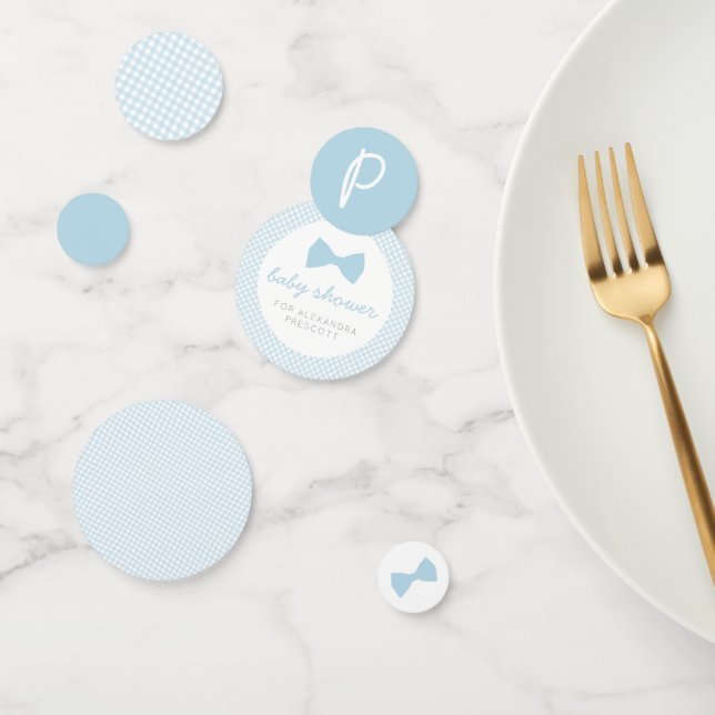 Blue gingham baby shower confetti (Group)