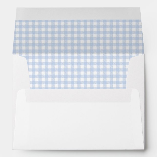 Blue Gingham Baby Shower  Envelope (Back (Bottom))