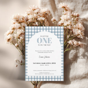 Blue Gingham Baby Shower for Boy Invitation
