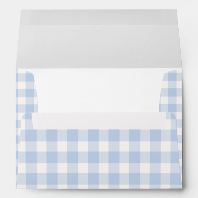 Blue Gingham Baby Shower Gender Neutral Envelope (Back (Bottom))
