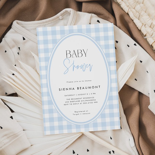 Blue Gingham Baby Shower Invitation (Creator Uploaded)