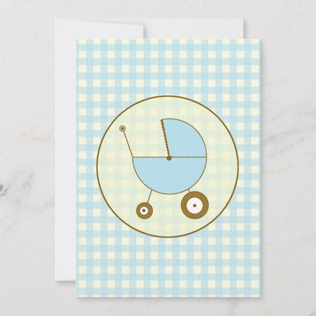 Blue Gingham Baby Shower Invitation (Front)
