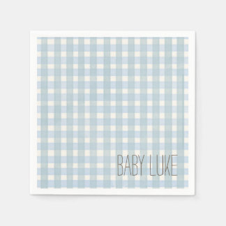 Blue Gingham Baby Shower Napkin