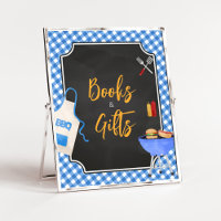 Blue Gingham BBQ Baby Shower Books and Gifts 
