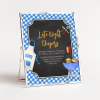 Blue Gingham BBQ Baby Shower Late Night Diapers