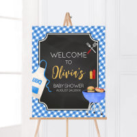 Blue Gingham BBQ Baby Shower Welcome