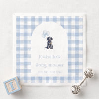 Blue Gingham Black Lab Puppy Dog Baby Shower
