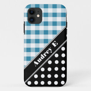 Blue Gingham Black Polka Dot iPhone 5 Case