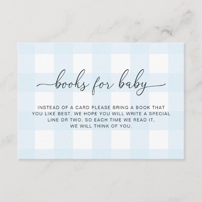 Blue Gingham Books For Baby Card (Front)