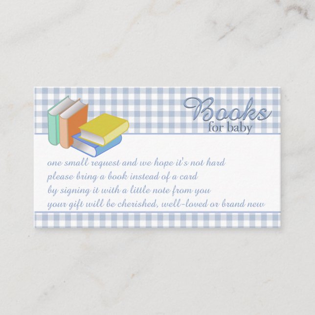 Blue Gingham Books for Baby  Enclosure Card (Front)