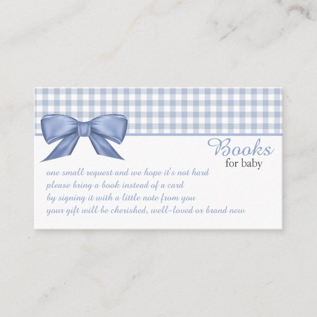Blue Gingham Books for Baby  Enclosure Card (Front)