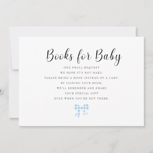 Blue Gingham Books for Baby III Invitation (Front)