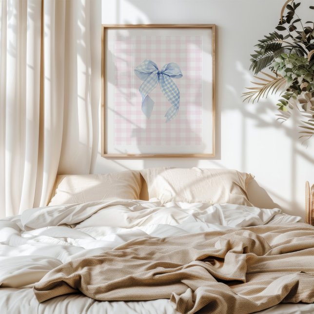 Blue Gingham Bow Wall Art (Creator Uploaded)