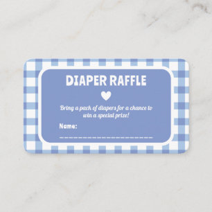 Blue Gingham Boy Baby Shower Diaper Raffle Ticket Enclosure Card