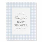 Blue Gingham Boy Baby Shower Welcome Sign