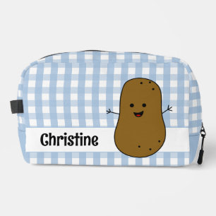Blue Gingham Brown Potato Custom Dopp Kit