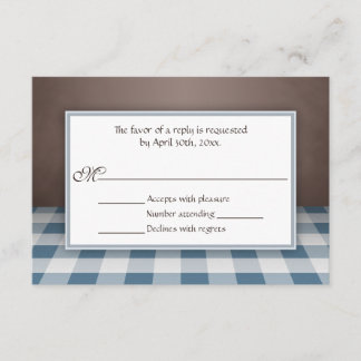 Blue Gingham Brown RSVP Reply Cards