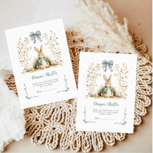 Blue Gingham Bunny Classic Diaper Raffle Enclosure Card