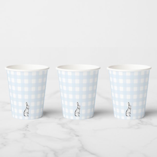 Blue Gingham Bunny Rabbit Paper cup (Multi)