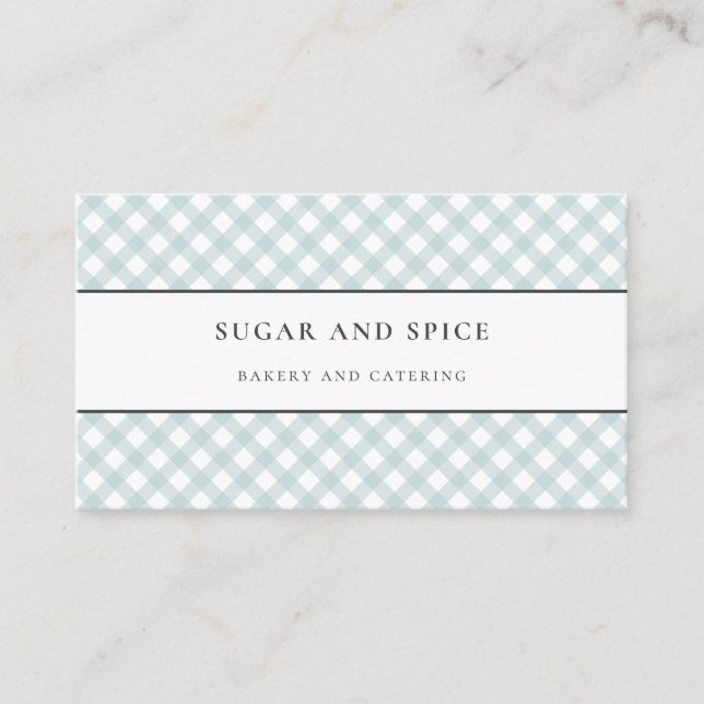 Blue Gingham Business Card (Front)